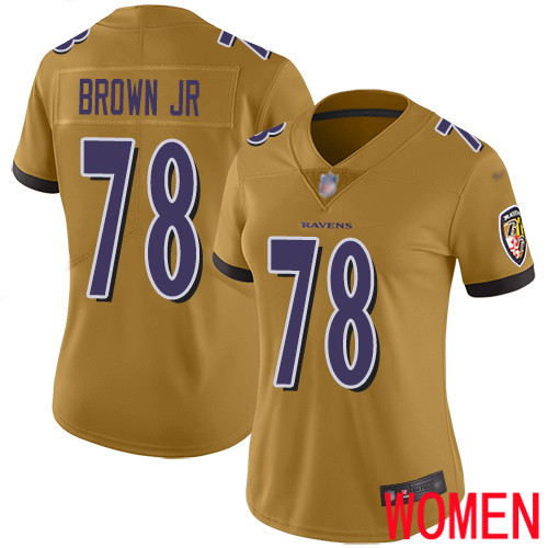 Baltimore Ravens Limited Gold Women Orlando Brown Jr. Jersey NFL Football #78 Inverted Legend->youth nfl jersey->Youth Jersey